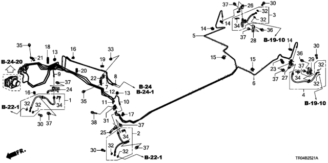 2012 Honda Civic Brake Lines (1.8L) (Disk) Diagram