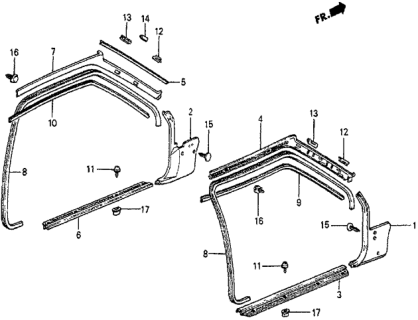 1983 Honda Prelude 2 Door DX KA 5MT Door Trim Diagram