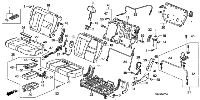 2008 Honda Pilot 5 Door EX (2WD) KA 5AT Middle Seat (Driver Side) Diagram