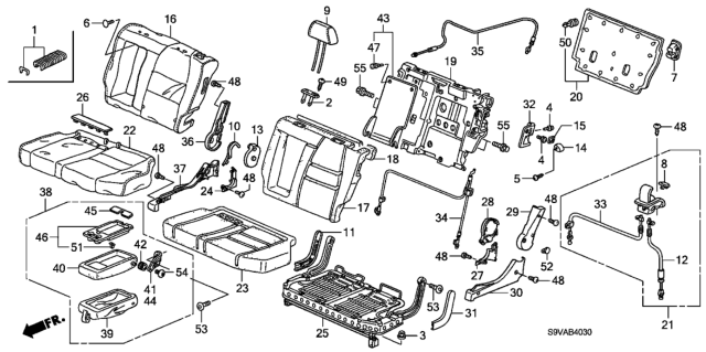 2008 Honda Pilot Cover, Driver Side Middle Seat Cushion Trim (Green) Diagram for 81731-S9V-A24ZD