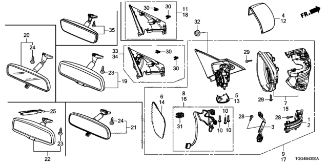 2017 Honda Civic Housing Set, L. Diagram for 76255-TEK-M01