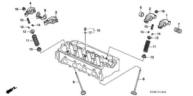 1998 Honda Civic 3 Door CX KA 4AT Valve - Rocker Arm Diagram