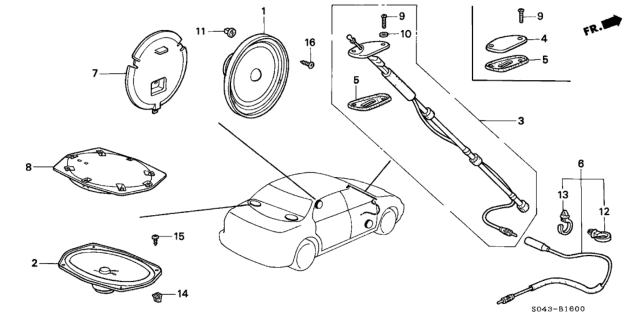 1996 Honda Civic Antenna - Speaker Diagram