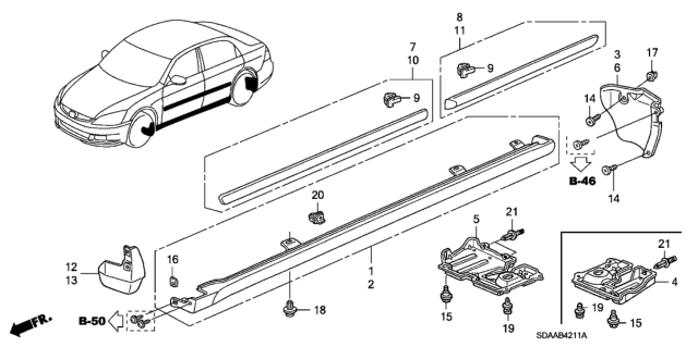 2007 Honda Accord Protector, R. RR. Door *B517P* (SAPPHIRE BLUE PEARL) Diagram for 75303-SDA-A11ZN