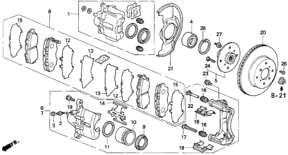 1993 Honda Prelude Caliper Sub-Assembly, Right Front (Reman) Diagram for 45018-SS0-A00RM