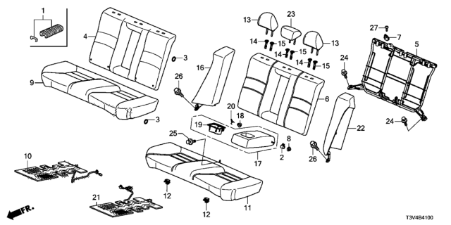 2014 Honda Accord Pad, Rear Seat-Back Diagram for 82127-T3V-A01