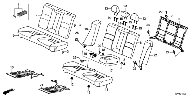 2014 Honda Accord Holder, Rear Armrest Cup (Platinum Gray) Diagram for 82183-SDA-A11ZP