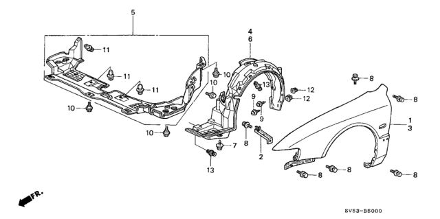 1996 Honda Accord Front Fender Diagram