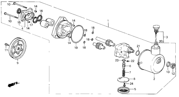 1987 Honda Civic 4 Door GL KA 4AT P.S. Pump Components Diagram