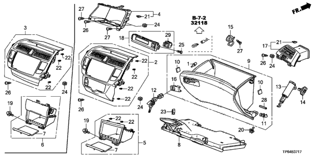 2014 Honda Crosstour Instrument Panel Garnish (Passenger Side) Diagram