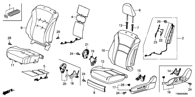 2017 Honda Accord Headrest Assy., FR. *NH167L* (LEA) (GRAPHITE BLACK) Diagram for 81140-T3L-A41ZF