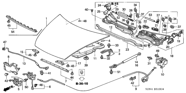 2004 Honda Accord 2 Door LX KA 5MT Engine Hood Diagram