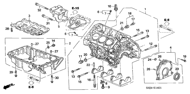 2006 Honda Odyssey Block Assy., Cylinder (DOT) Diagram for 11000-RGM-810