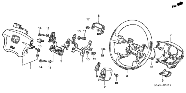 2001 Honda Civic Steering Wheel (SRS) Diagram 2