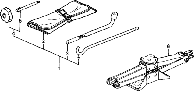 1989 Honda Civic 5 Door ** (WAGOVAN) KA 5MT Tools - Jack Diagram