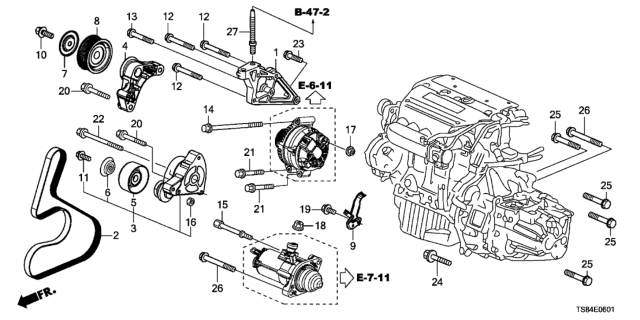 2013 Honda Civic Bracket, Idle Pulley Diagram for 31175-RX0-A00