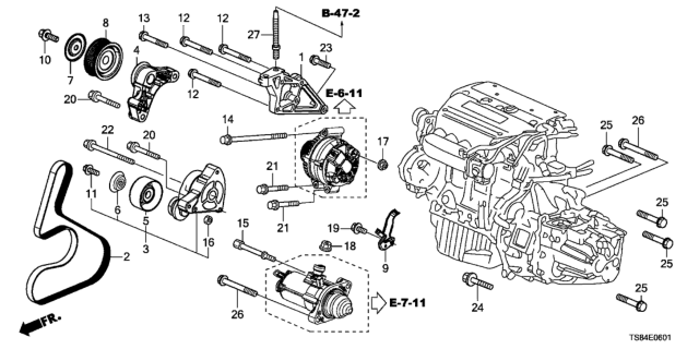 2013 Honda Civic Bracket,Eng Side MT Diagram for 11910-RX0-A00