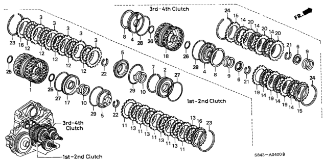 1999 Honda Accord 4 Door LX (ABS) KA 4AT AT Clutch Diagram
