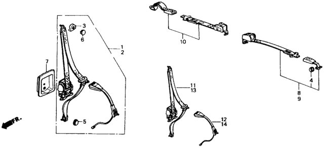 1985 Honda Civic Seat Belt Assy., L. FR. *B32L*(Nippon Seiko) (DEW BLUE) Diagram for 776A2-SD9-661ZA