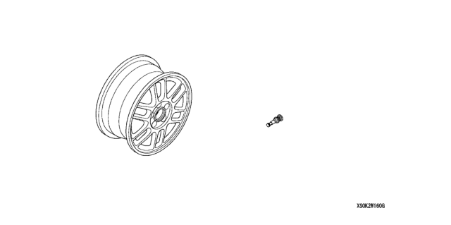 2003 Honda Accord 4 Door LX (SIDE SRS) KL 5AT Split-Spoke Wheel (16") Diagram