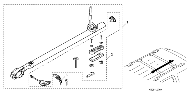 2021 Honda Ridgeline Bike Attachment (Roof) (Fork Mount) Diagram