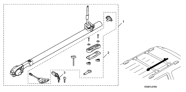 2021 Honda Ridgeline 4 Door BLACK KA 9AT Bike Attachment (Roof) (Fork Mount) Diagram