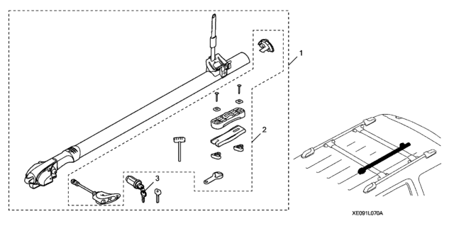 2019 Honda Ridgeline Bike Attachment (Roof) (Fork Mount) Diagram