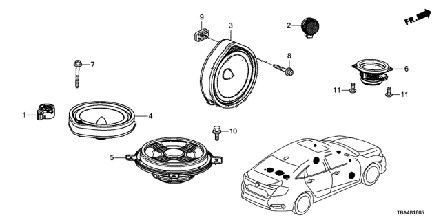 2017 Honda Civic Speaker Assembly, 17Cm Do Diagram for 39120-TBA-A01