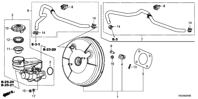 2020 Honda Civic Brake Master Cylinder  - Master Power Diagram