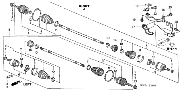 2005 Honda Accord Driveshaft (L4) Diagram