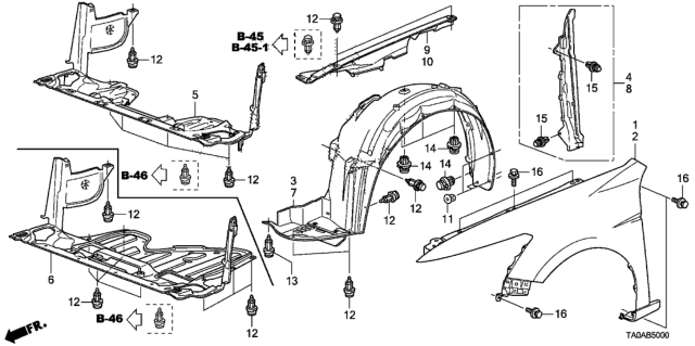 2012 Honda Accord Front Fenders Diagram