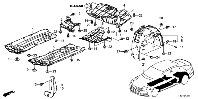 2014 Honda Accord Under Cover - Rear Inner Fender Diagram