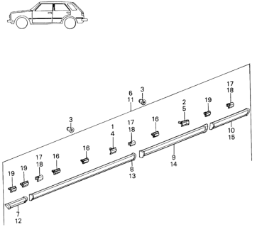 1982 Honda Civic 5 Door ** (WAGOVAN) KA HMT Side Protector Diagram