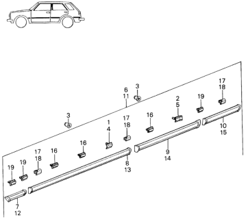 1982 Honda Civic Protector Assy., R. Side Diagram for 75810-SA3-972