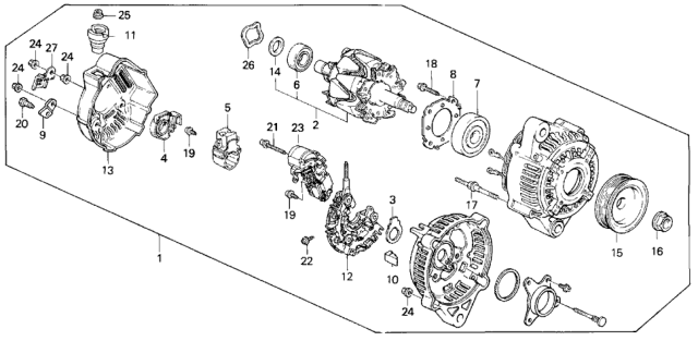 1995 Honda Prelude Rectifier Assy. Diagram for 31127-PT2-013