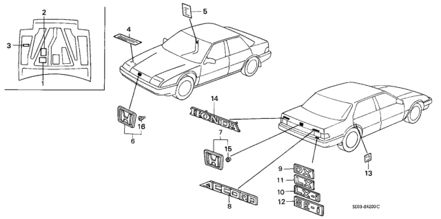 1989 Honda Accord Emblem, Rear (Se-I) Diagram for 75731-SE5-A00