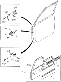 1996 Honda Passport Hinge, L. FR. Door (Lower) Diagram for 8-94155-314-0