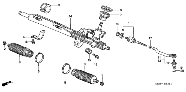 2001 Honda Accord Rack, Power Steering (Reman) Diagram for 06536-S82-505RM