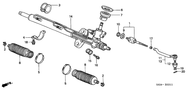 2001 Honda Accord P.S. Gear Box Diagram