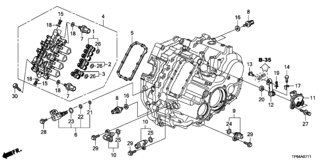 2013 Honda Crosstour AT Sensor - Solenoid - Secondary Body (V6) Diagram