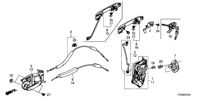 2016 Honda HR-V Handle, Driver Side (Misty Green Pearl) Diagram for 72180-T7W-A01ZG