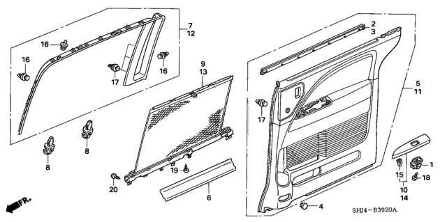 2005 Honda Odyssey Weatherstrip Assy., L. RR. Door (Inner) Diagram for 72877-SHJ-A01