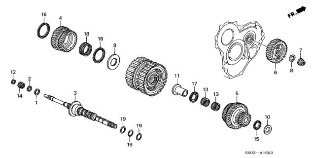 1998 Honda Odyssey 5 Door EX KA 4AT AT Mainshaft (2.3L) Diagram