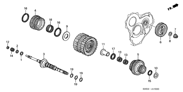 1998 Honda Odyssey AT Mainshaft (2.3L) Diagram