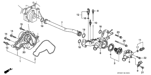 1995 Honda Accord Water Pump Assembly Diagram for 19200-P0G-A01
