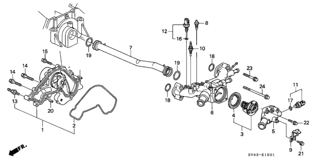 1996 Honda Accord Water Pump - Sensor (V6) Diagram