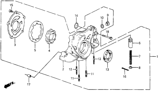 1987 Honda CRX 2 Door HF KA 5MT Oil Pump Diagram