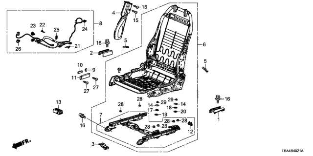 2017 Honda Civic Front Seat Components (Right) (Power Seat) Diagram