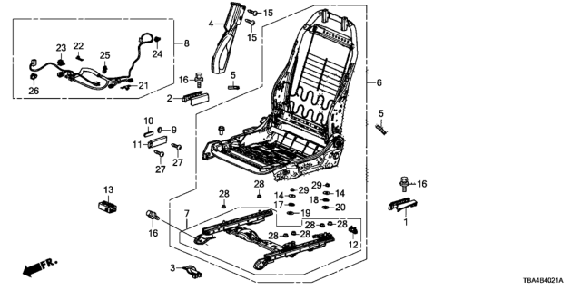 2017 Honda Civic Cord Power Seat R,F Diagram for 81206-TBA-A61