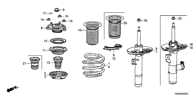 2016 Honda Civic Rubber, FR. Shock Absorber Mounting Diagram for 51670-TBA-A02